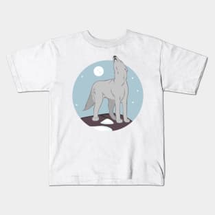 Howling Arctic Wolf Kids T-Shirt